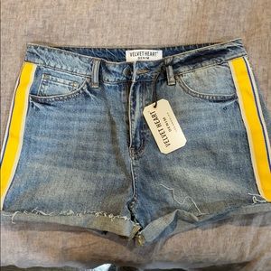 jean shorts with embroidered side